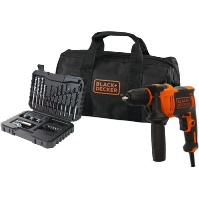 Furadeira Black & Decker BEH710SA32-QS - 710W, Impacto, 32 acessórios Furadeira Black & Decker BEH710SA32-QS - 710W, Impacto, 32 acessórios
