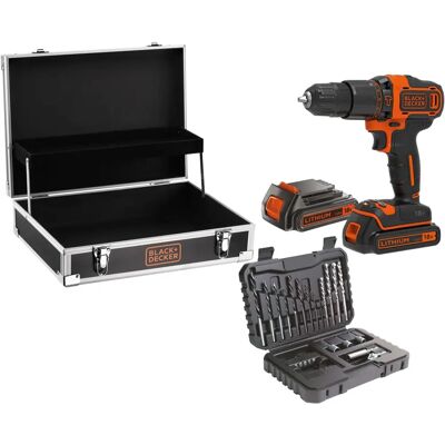 Black & Decker BDCHD18B2FC-QW Akku-Bohrschrauber - 18V, 40Nm, 2 Geschwindigkeiten, 32 Zubehör Black & Decker BDCHD18B2FC-QW Akku-Bohrschrauber - 18V, 40Nm, 2 Geschwindigkeiten, 32 Zubehör