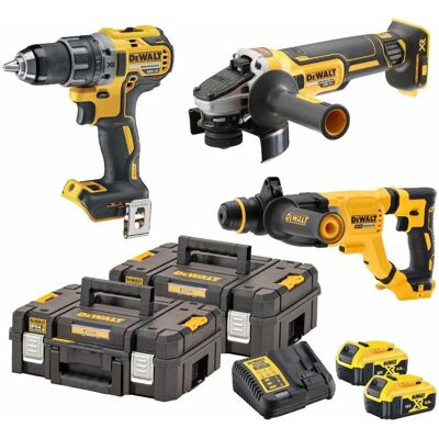 DeWalt 18V Akku-Werkzeug-Set - Bohrhammer, Akku-Schlagbohrschrauber, Winkelschleifer DeWalt 18V Akku-Werkzeug-Set - Bohrhammer, Akku-Schlagbohrschrauber, Winkelschleifer