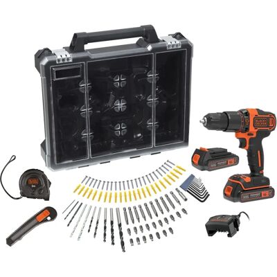 Trapano avvitatore a batteria Black+decker - Litio 18V, 2Ah, Percussione, LED Trapano avvitatore a batteria Black+decker - Litio 18V, 2Ah, Percussione, LED