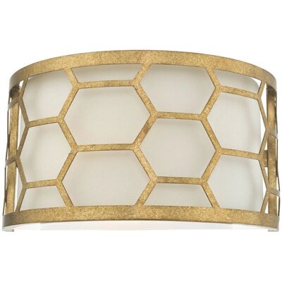 Dar Lighting Epstein Gold Leaf Wall Light - Ivory Linen Shade Dar Lighting Epstein Gold Leaf Wall Light - Ivory Linen Shade