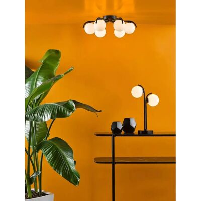Dar Lighting - Orlena - 6 Light - Matt Black - White Glass - Ceiling Light Dar Lighting - Orlena - 6 Light - Matt Black - White Glass - Ceiling Light