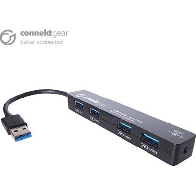 Connekt Gear USB 3.2 Hub 4 Ports - Black, White - USB Interface Connekt Gear USB 3.2 Hub 4 Ports - Black, White - USB Interface