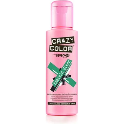 Tinta de cabelo verde esmeralda Crazy Color - Cor semi-permanente para resultados vibrantes Tinta de cabelo verde esmeralda Crazy Color - Cor semi-permanente para resultados vibrantes