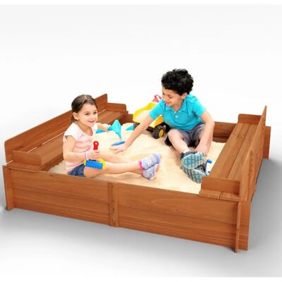 Big Game Hunters 96cm Square Wooden Sandpit - Foldable Lid Big Game Hunters 96cm Square Wooden Sandpit - Foldable Lid