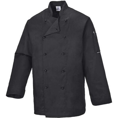 Veste de Chef Somerset Noire de Portwest - Veste de Cuisine - Publicité Veste de Chef Somerset Noire de Portwest - Veste de Cuisine - Publicité