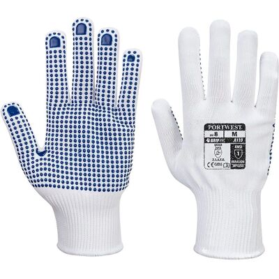 Portwest Gants A110 Pois Blanc/Bleu - Gants - Publicité Portwest Gants A110 Pois Blanc/Bleu - Gants - Publicité