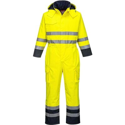 Portwest S775 Bizflame Rain Mono de alta visibilidad ignífugo - Amarillo/Marino Portwest S775 Bizflame Rain Mono de alta visibilidad ignífugo - Amarillo/Marino