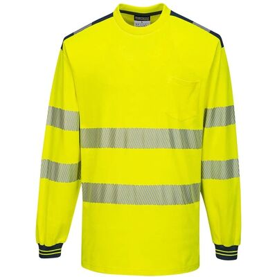 Portwest PW3 Hi-Vis Long Sleeve T-Shirt Yellow/Navy 4XL - T-Shirt Portwest PW3 Hi-Vis Long Sleeve T-Shirt Yellow/Navy 4XL - T-Shirt