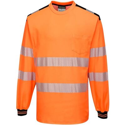 Portwest Hochsichtbar Langarm-T-Shirt - Orange/Schwarz Portwest Hochsichtbar Langarm-T-Shirt - Orange/Schwarz