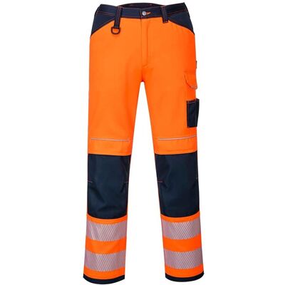 Pantalones de trabajo de alta visibilidad Portwest PW3 - Naranja/azul marino, Modelo PW340 Pantalones de trabajo de alta visibilidad Portwest PW3 - Naranja/azul marino, Modelo PW340