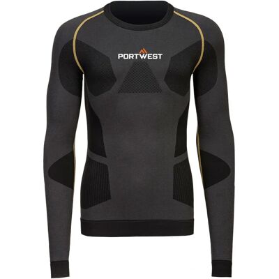 Haut de sous-vêtement DynamicAir Portwest - Anthracite - Absorbe l’humidité, Respirant, Séchage rapide - Publicité Haut de sous-vêtement DynamicAir Portwest - Anthracite - Absorbe l’humidité, Respirant, Séchage rapide - Publicité