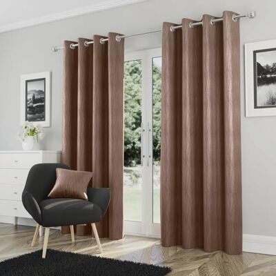 Enhanced Living Goodwood - Thermal, Energy Saving, Dimout Eyelet Pair of Curtains with Wave Pattern brown 168cm width x 229cm drop Enhanced Living Goodwood - Thermal, Energy Saving, Dimout Eyelet Pair of Curtains with Wave Pattern brown 168cm width x 229cm drop