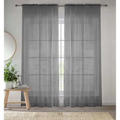 Enhanced Living Grey Voile Curtain Pair - Light-filtering, Easy install Enhanced Living Grey Voile Curtain Pair - Light-filtering, Easy install