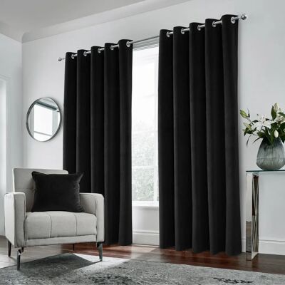 Hampton Blackout Velvet Curtains - 167x183cm - Thermal & Eyelet Hampton Blackout Velvet Curtains - 167x183cm - Thermal & Eyelet