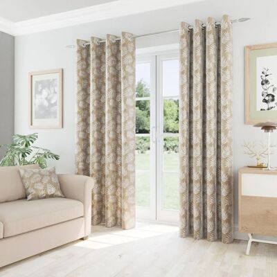Enhanced Living Oakland Leaf Pattern, Thermal, Room Darkening Pair of Curtains with Eyelet Top - Curtains Enhanced Living Oakland Leaf Pattern, Thermal, Room Darkening Pair of Curtains with Eyelet Top - Curtains