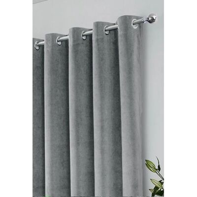 Hampton - Velvet Blackout - Grey - Eyelet - Curtains Hampton - Velvet Blackout - Grey - Eyelet - Curtains