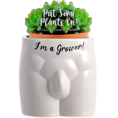 Boxer Gifts - I'm A Grower Planter - White - Plant Pot Boxer Gifts - I'm A Grower Planter - White - Plant Pot