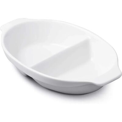 WM Bartleet & Sons T397 White Porcelain Divided Dish - Serving Dish WM Bartleet & Sons T397 White Porcelain Divided Dish - Serving Dish