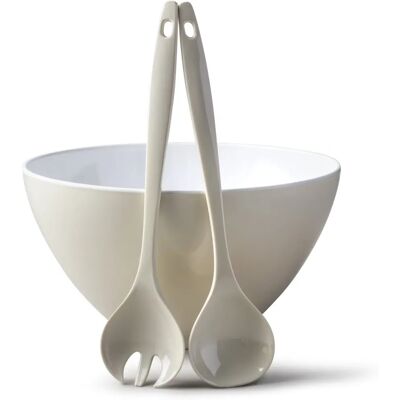 Zeal - Melamine Salad Bowl & Servers Set - Cream Zeal - Melamine Salad Bowl & Servers Set - Cream