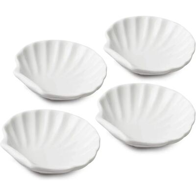 WM Bartleet & Sons - Porcelain Shell Dishes - Set of 4 - White - Dishes WM Bartleet & Sons - Porcelain Shell Dishes - Set of 4 - White - Dishes