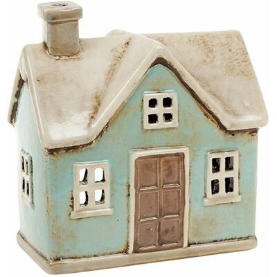 Shudehill Giftware Village Pottery Small Blue Cottage Tealight Holder - Tealight Holder Shudehill Giftware Village Pottery Small Blue Cottage Tealight Holder - Tealight Holder
