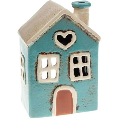 Shudehill Giftware Shudehill Darčekový tovar Village Pottery Teal Heart House Tealight Holder - Tealight Holder Shudehill Giftware Shudehill Darčekový tovar Village Pottery Teal Heart House Tealight Holder - Tealight Holder