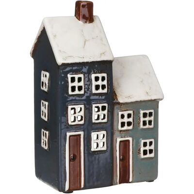 Village Pottery - Two House - Grey & Navy - Tealight Holder Village Pottery - Two House - Grey & Navy - Tealight Holder