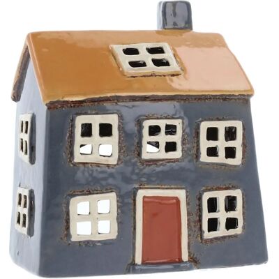 Shudehill Giftware Village Pottery House Podstawka pod tealight - Niebiesko-żółty Shudehill Giftware Village Pottery House Podstawka pod tealight - Niebiesko-żółty