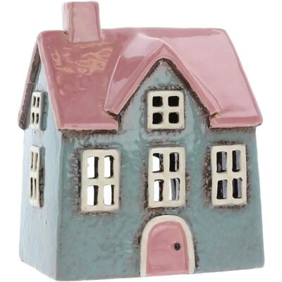 Shudehill Giftware Village Pottery House Tealight Holder - Jasnoszary/rózsaszín Shudehill Giftware Village Pottery House Tealight Holder - Jasnoszary/rózsaszín