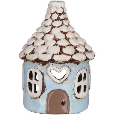 Village Pottery - Blue Heart Roof House - Blue - Roof - Tealight Holder Village Pottery - Blue Heart Roof House - Blue - Roof - Tealight Holder