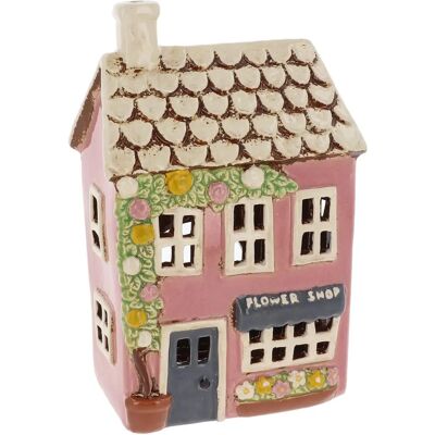 Shudehill Giftware Village Pottery Pink Flower Shop Tealight Holder - Tealight Holder Shudehill Giftware Village Pottery Pink Flower Shop Tealight Holder - Tealight Holder