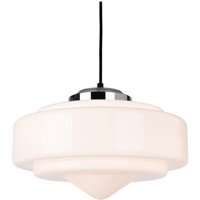 Firstlight Art Deco Pendant Light Chrome with Opal White Glass - Pendant Light Firstlight Art Deco Pendant Light Chrome with Opal White Glass - Pendant Light