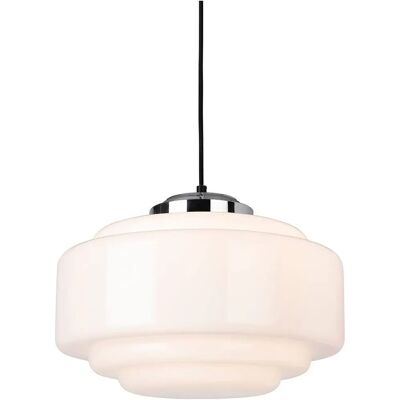 Firstlight Art Deco Pendant Light Chrome White Glass Firstlight Art Deco Pendant Light Chrome White Glass