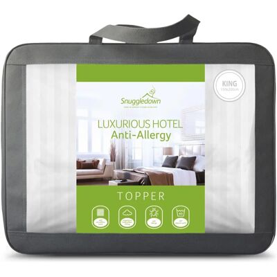 Snuggledown Luxurious Hotel Mattress Topper - Anti-Allergy, White, King Snuggledown Luxurious Hotel Mattress Topper - Anti-Allergy, White, King