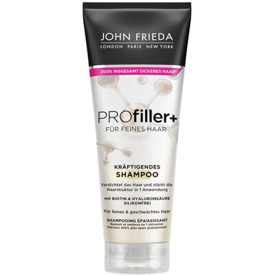 Shampoing fortifiant pour cheveux à la biotine et à l'acide hyaluronique John Frieda - Publicité Shampoing fortifiant pour cheveux à la biotine et à l'acide hyaluronique John Frieda - Publicité