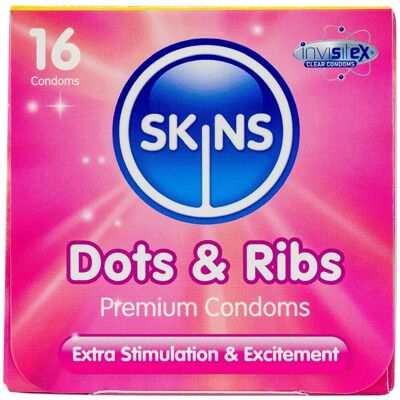 Skins Dots & Ribs Préservatifs - 16 Pack Skins Dots & Ribs Préservatifs - 16 Pack