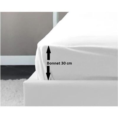 Drap housse Lovely Home Blanc - Lit double 140x190 cm - Publicité Drap housse Lovely Home Blanc - Lit double 140x190 cm - Publicité