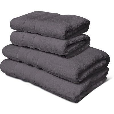 Ensemble de 4 serviettes et draps de douche - Coton, Anthracite - Publicité Ensemble de 4 serviettes et draps de douche - Coton, Anthracite - Publicité