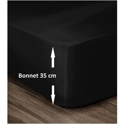 Drap-housse Lovely Home Noir - 180x200 cm - Lit double - Publicité Drap-housse Lovely Home Noir - 180x200 cm - Lit double - Publicité