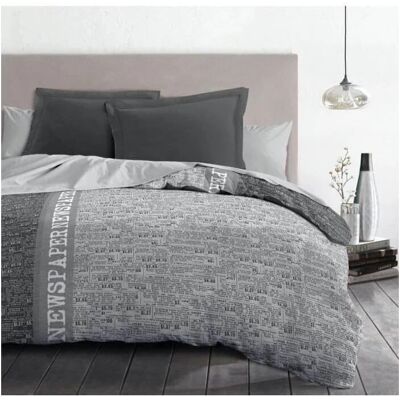 HOME LINGE PASSION NEWSPAPER Microfiber Duvet Cover - Gray HOME LINGE PASSION NEWSPAPER Microfiber Duvet Cover - Gray