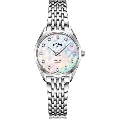 Rotary Damski Ultra Cienki z Diamentami i Perłą - Wodoodporny 50m Rotary Damski Ultra Cienki z Diamentami i Perłą - Wodoodporny 50m