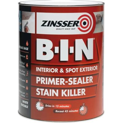 Zinsser ZN7020001D1 B.I.N Primer & Sealer Stain Killer Paint - 1 litre Zinsser ZN7020001D1 B.I.N Primer & Sealer Stain Killer Paint - 1 litre