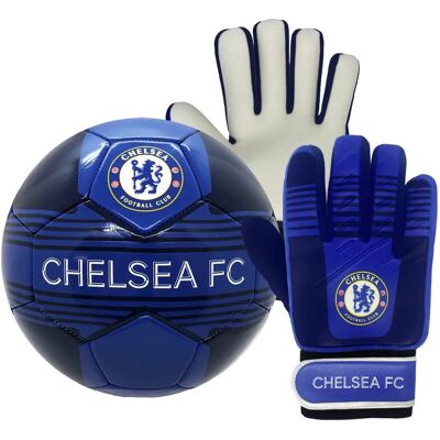 Chelsea FC Model 4 Royal Blue Football & Goalkeeper Gloves Set Chelsea FC Model 4 Royal Blue Football & Goalkeeper Gloves Set