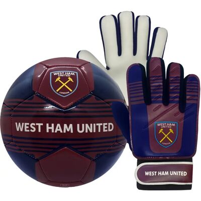 West Ham United - Junior Size 4 Football & GK Gloves Set - Official West Ham United - Junior Size 4 Football & GK Gloves Set - Official