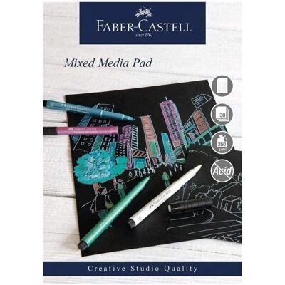 Faber Castell: A3 Mixed Media Spiral Notebook - Black - 30 Sheets Faber Castell: A3 Mixed Media Spiral Notebook - Black - 30 Sheets