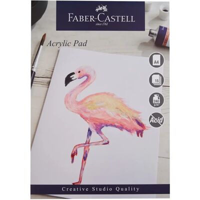 Blocco di carta acrilica adesiva A4 di Faber-Castell - 240gsm - 15 fogli Blocco di carta acrilica adesiva A4 di Faber-Castell - 240gsm - 15 fogli