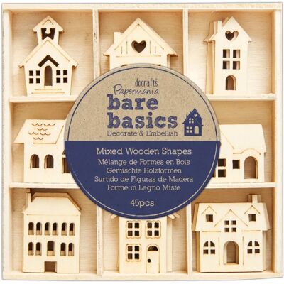 Papermania Bare Basics Holzformen Häuser - 45 Stück Papermania Bare Basics Holzformen Häuser - 45 Stück