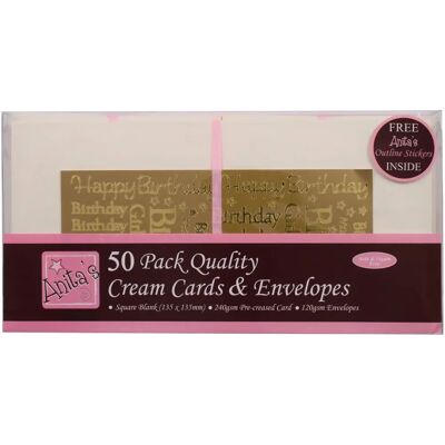 Anita's 50 Pack Cream Square Blank Cards - Paper Type Anita's 50 Pack Cream Square Blank Cards - Paper Type