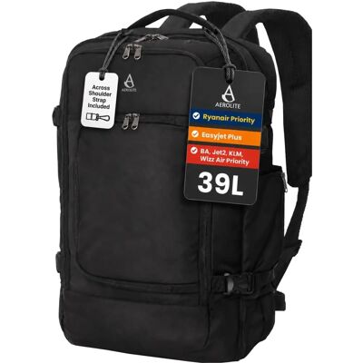 Aerolite 55x35x20cm 39L Hand Cabin Luggage Backpack - Luggage Backpack Aerolite 55x35x20cm 39L Hand Cabin Luggage Backpack - Luggage Backpack